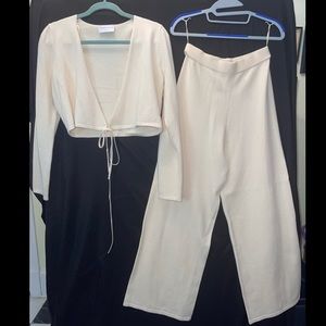 Modern Citizen Darby Relaxed Knit Sweater and Pants, Cream, Size M